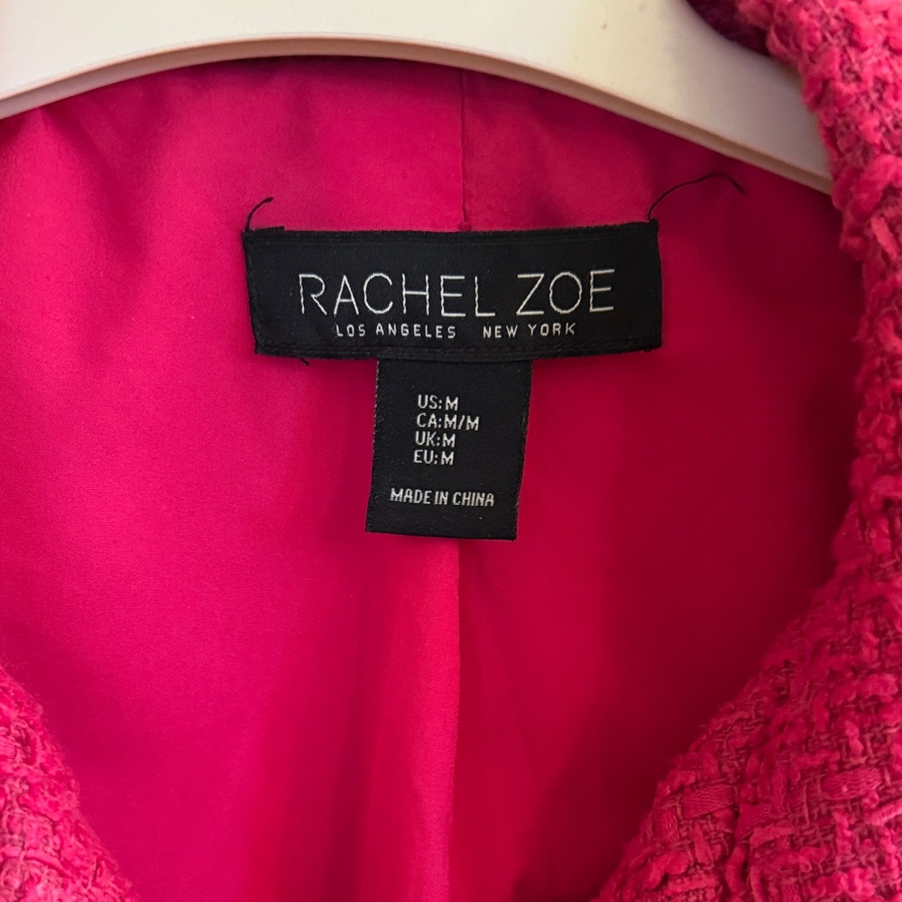 Rachel Zoe Women's Vibrant Red Pink Tweed Blazer - Picture 2 of 6